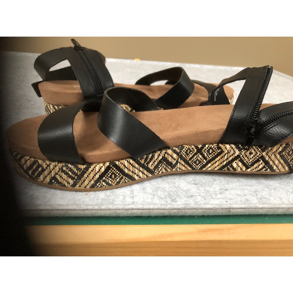 Maurices Fergie Platform Woven Sandal Black Ankle Strap Women's Size 10M